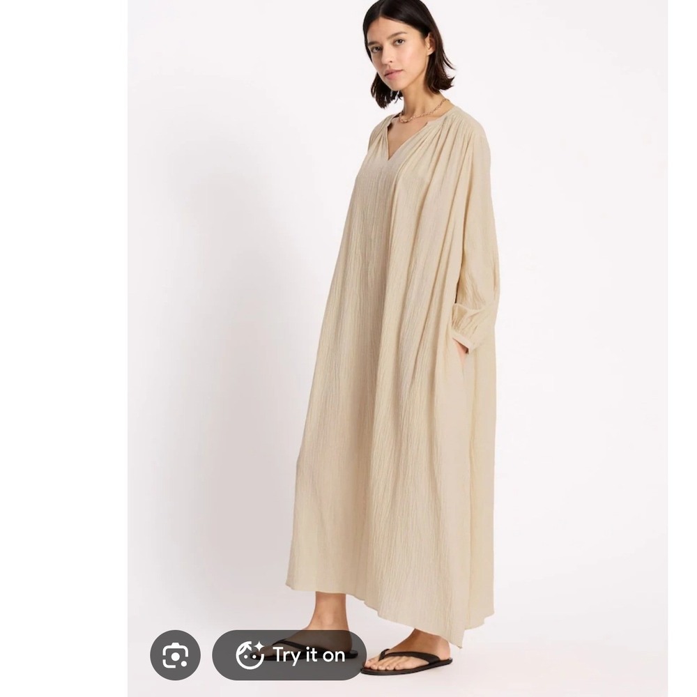 Guaze balloon sleeve coastal grandma lagenlook flowy boho large maxi dress